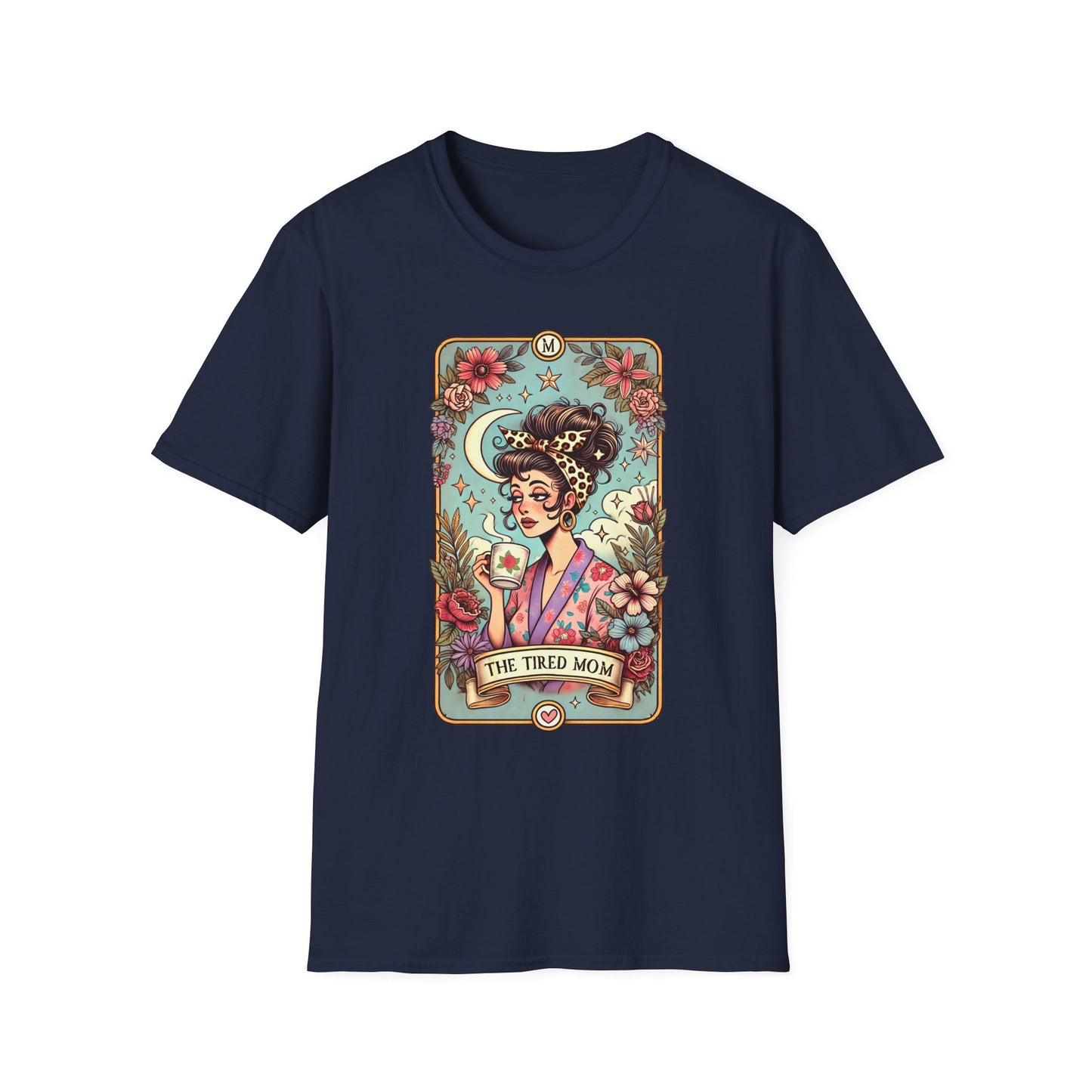 The Tired Mom Tarot Softstyle T-Shirt - Relaxed Fit Floral Design for Everyday Comfort