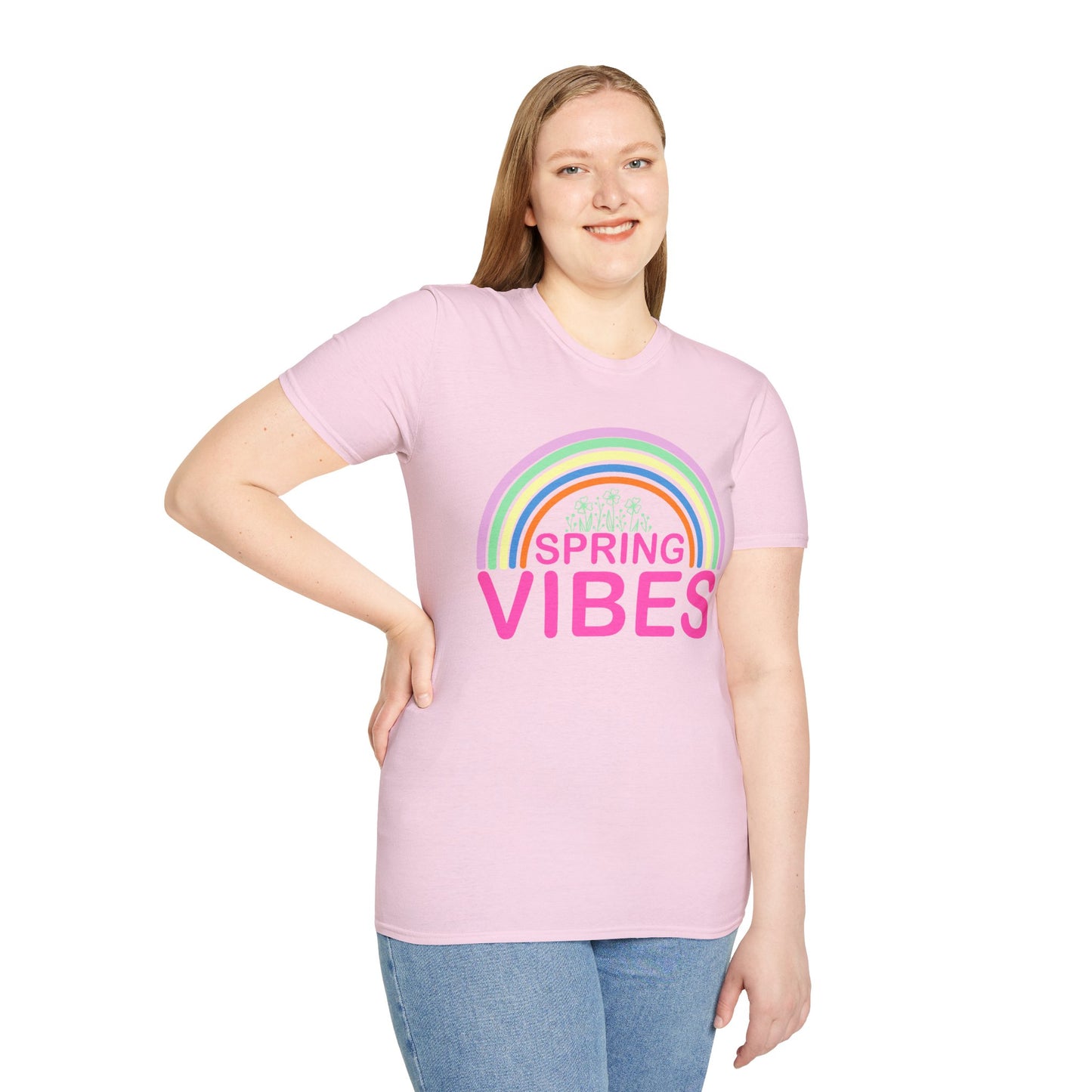 Spring Vibes T-Shirt — Pastel Rainbow Graphic Tee