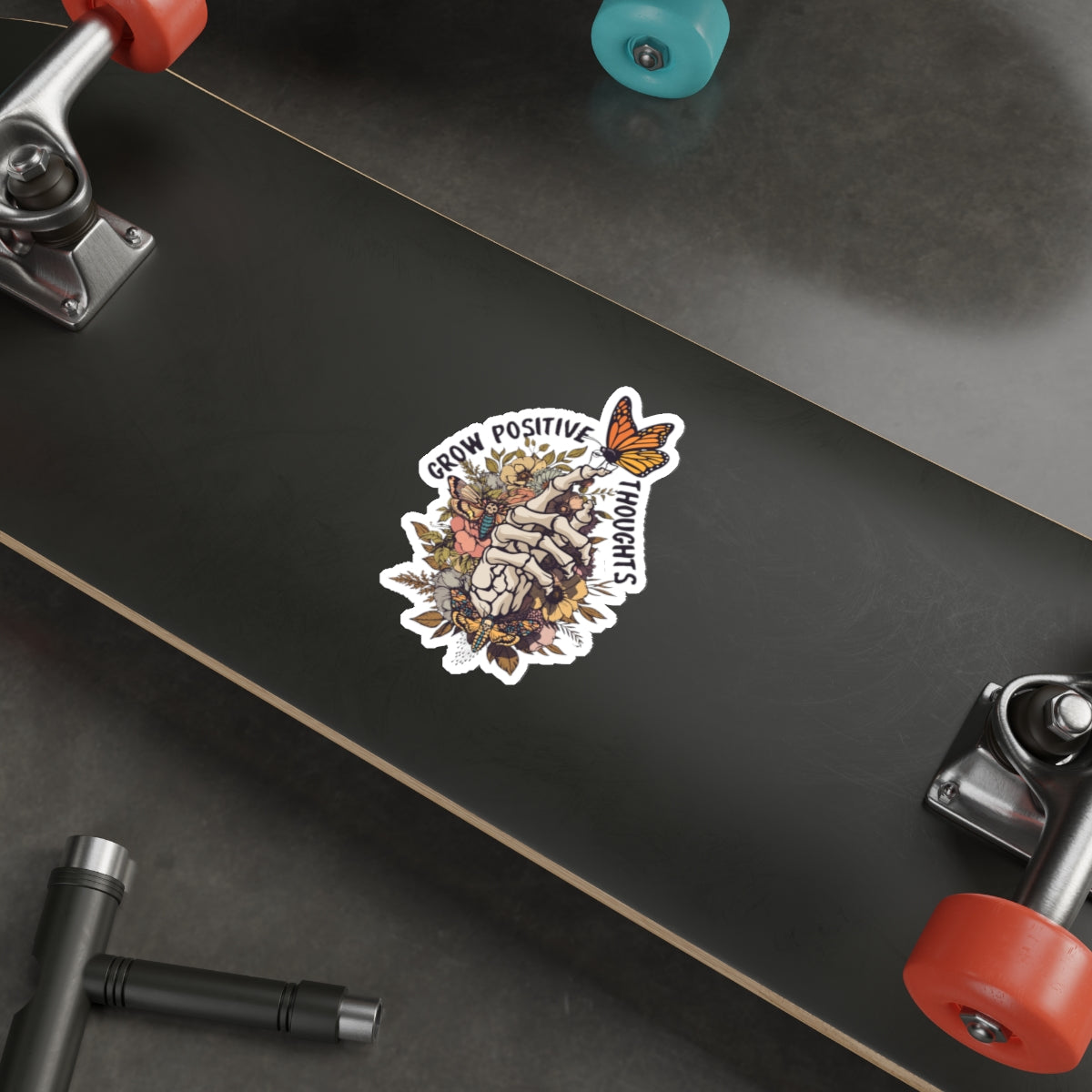 Grow Positive Thoughts Skull Sticker