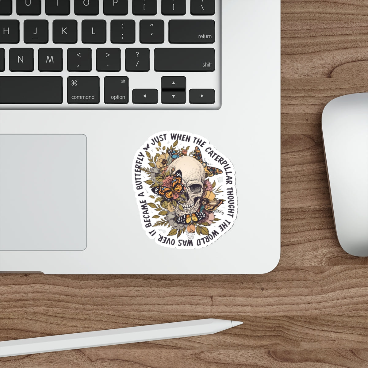 Caterpillar to Butterfly Skull Sticker