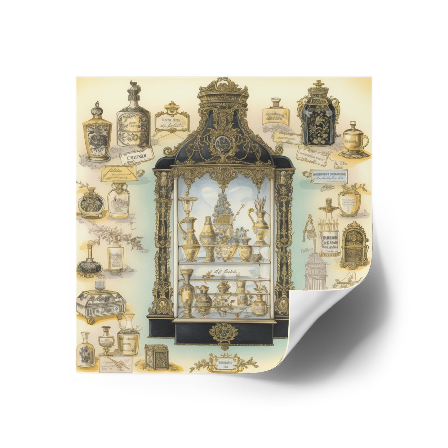 Antique Apothecary Label Square Decal #3