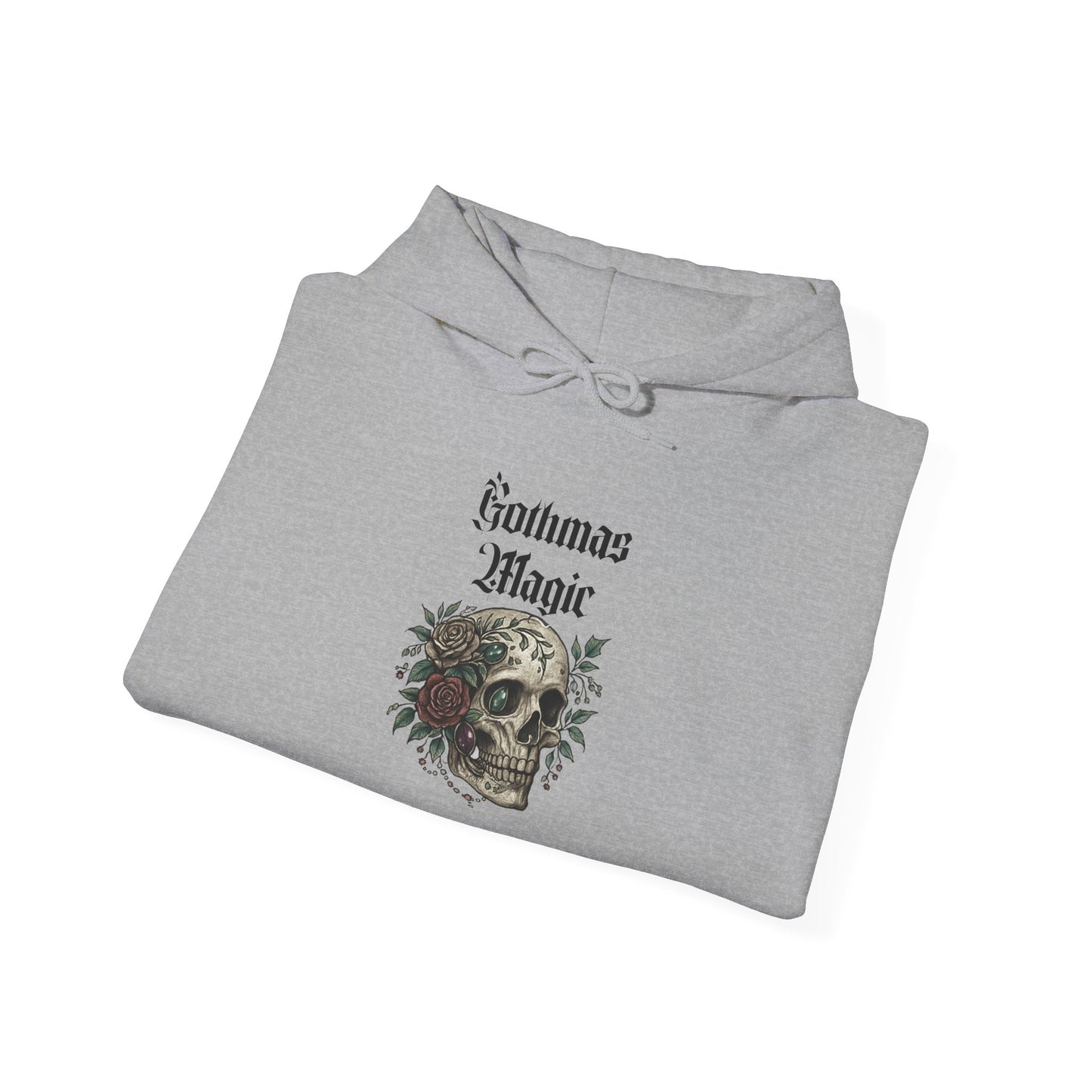 Gothmas Magic Hoodie — Skull & Wreath Gothic Holiday Sweatshirt