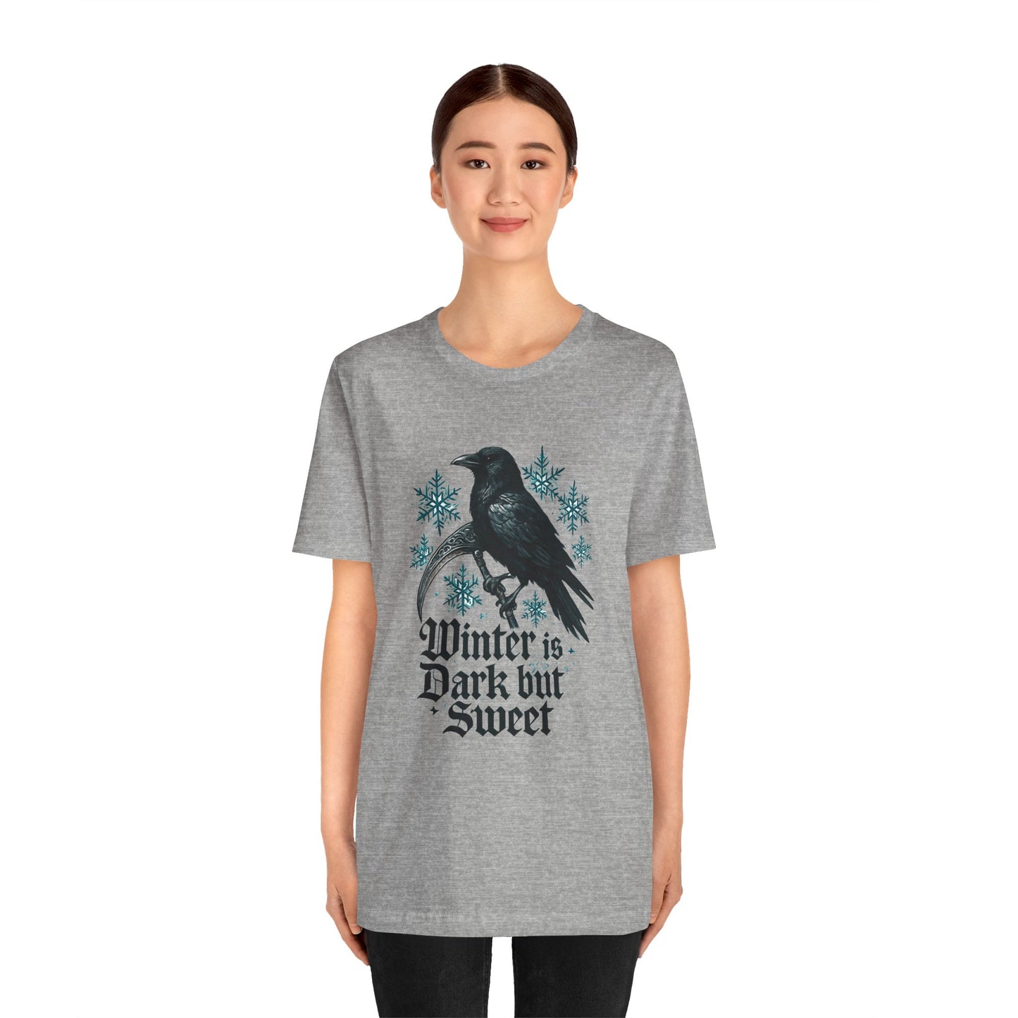 Raven Winter Tee — "Winter is Dark but Sweet" Gothic Snowflake T-Shirt
