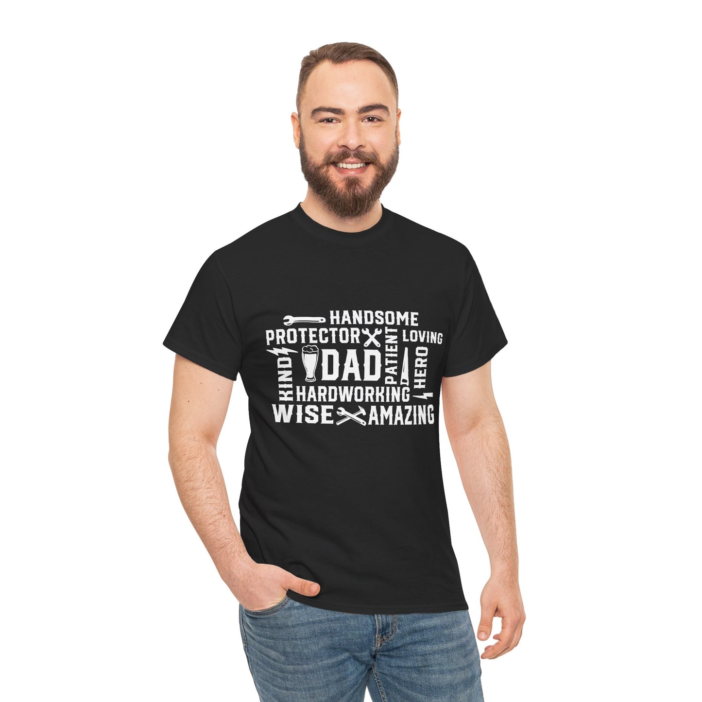 Father's Day Dad Word Art T-Shirt - Unisex Heavy Cotton Tee