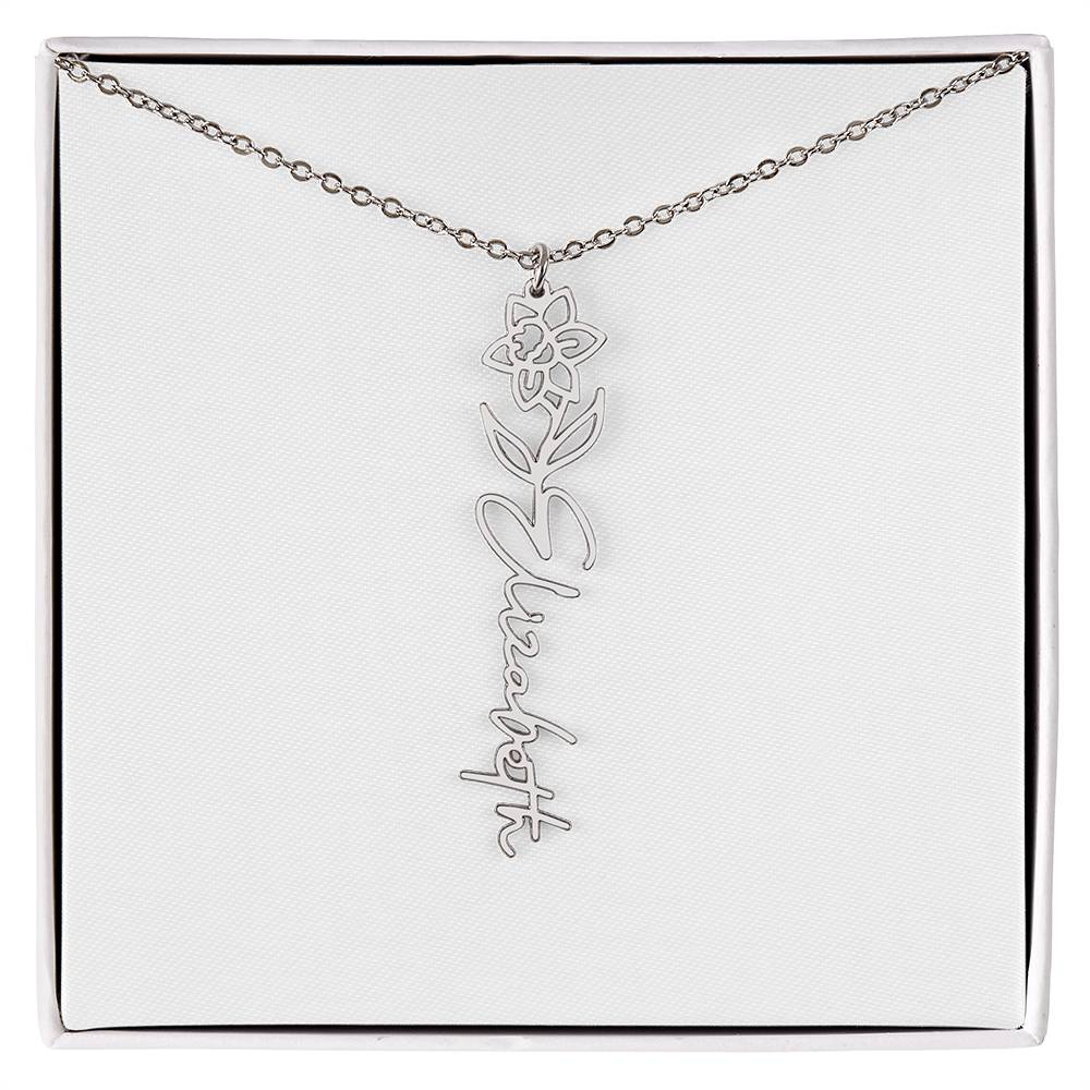 Personalized Name and Birth Flower Necklace