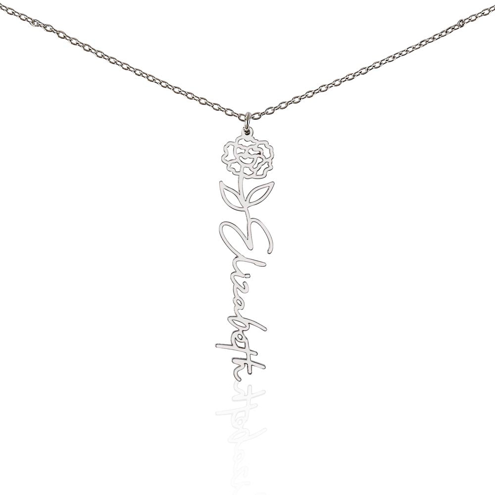 Personalized Name and Birth Flower Necklace