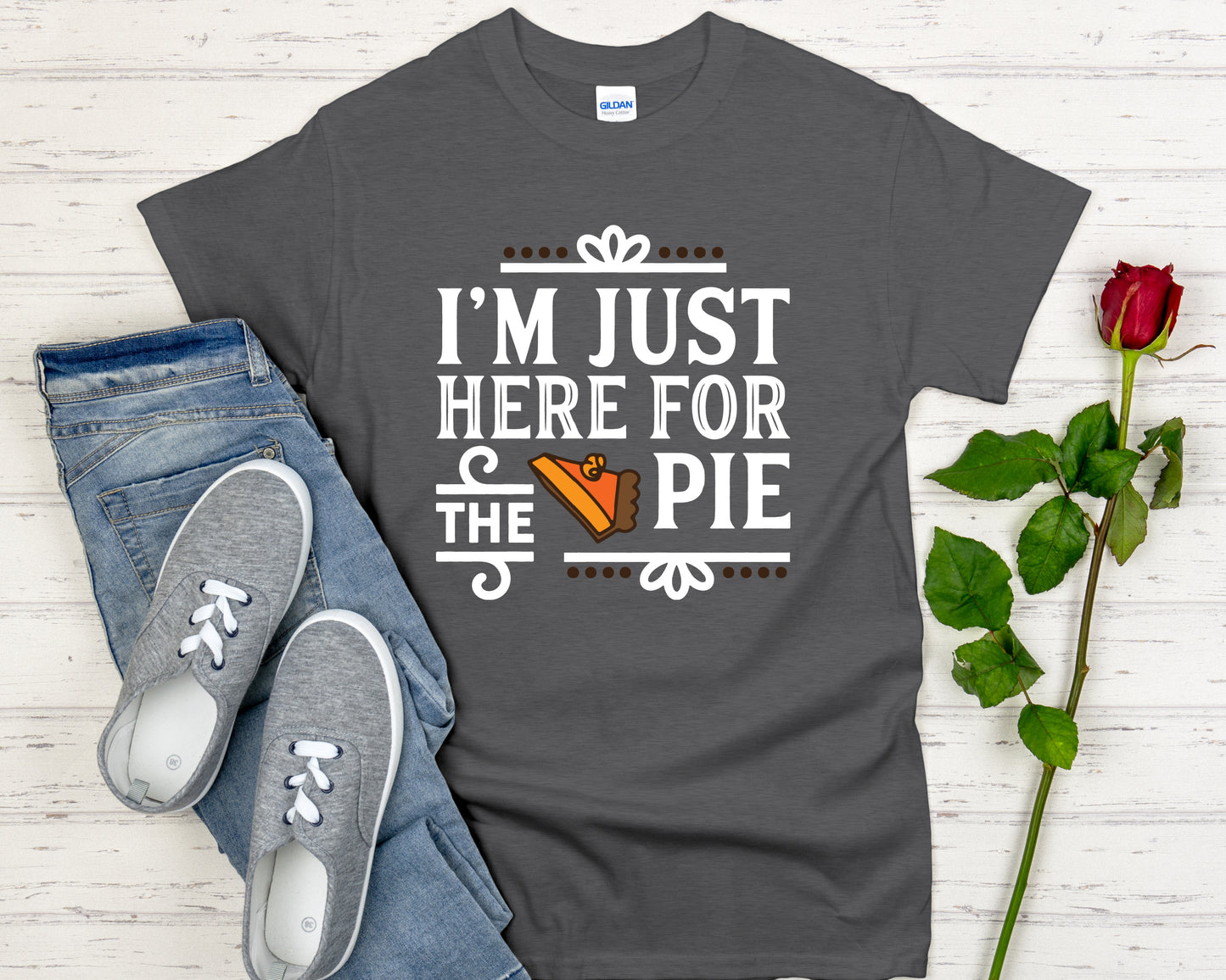 Thanksgiving Tee Shirt - I'm Just Here for the Pie Family Thanksgiving Puns