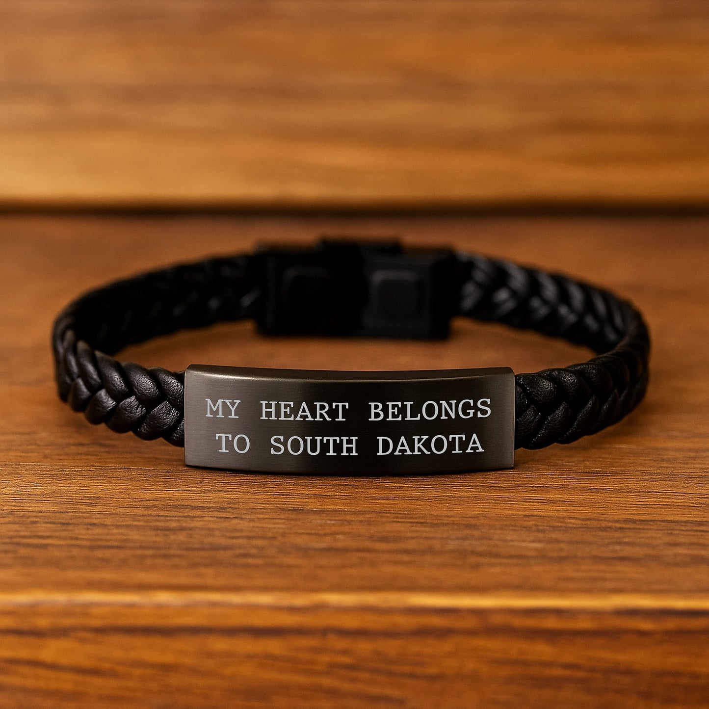 South Dakota Enthusiasts' Gift, My Heart Belongs To South Dakota Interlaced Leather Bracelet, Birthday Unique Gifts from Friends and Family - Image 2