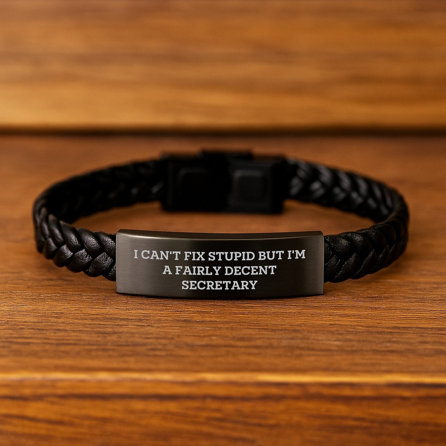 Funny Secretary Gifts from Men to Friends - I Can't Fix Stupid But I'm A Fairly Decent Secretary Interlaced Leather Bracelet for Graduation Unique Gifts - Image 2