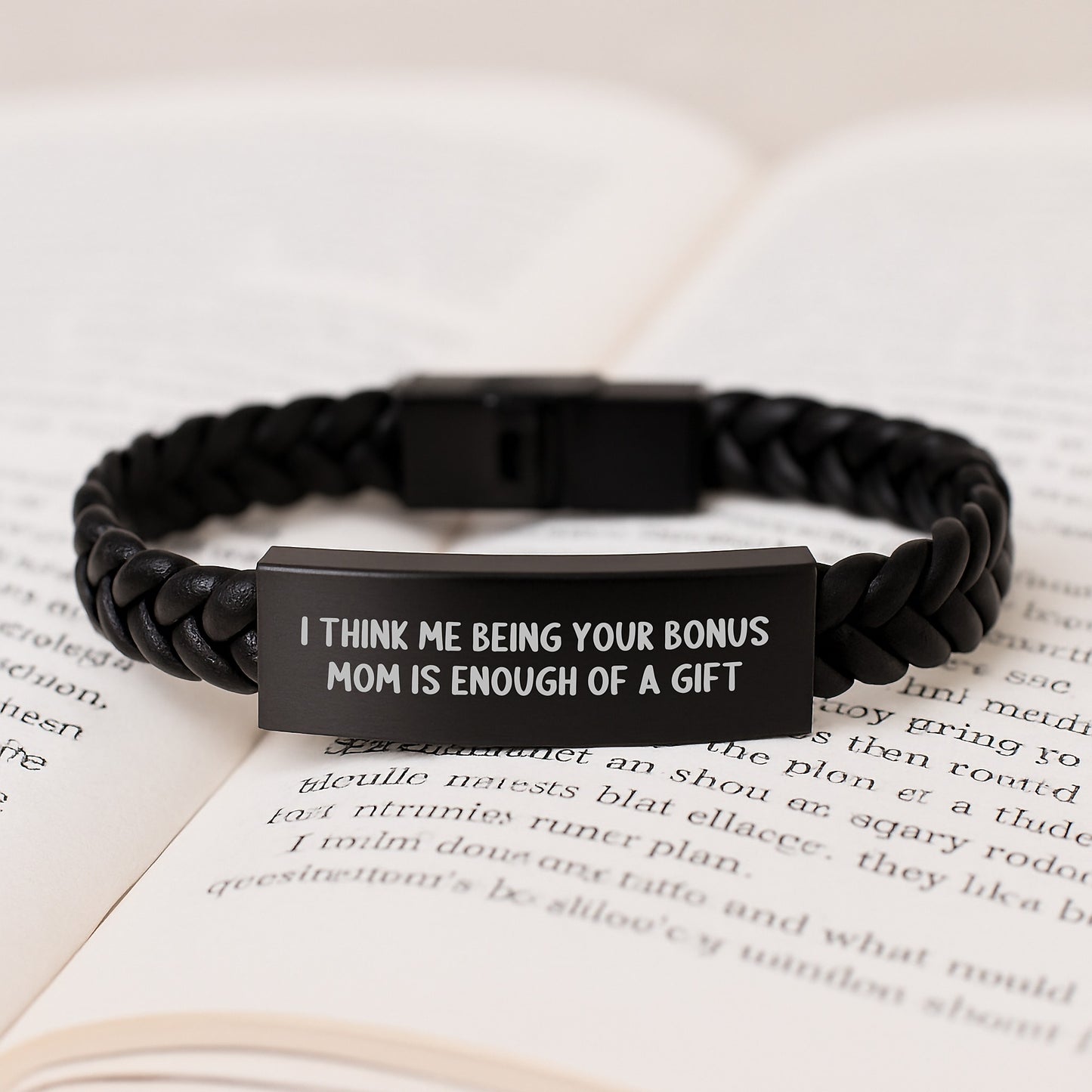 Funny Bonus Mom Gifts from Men to Bonus Mom, Interlaced Leather Bracelet, Father's Day Unique Gifts - Image 3