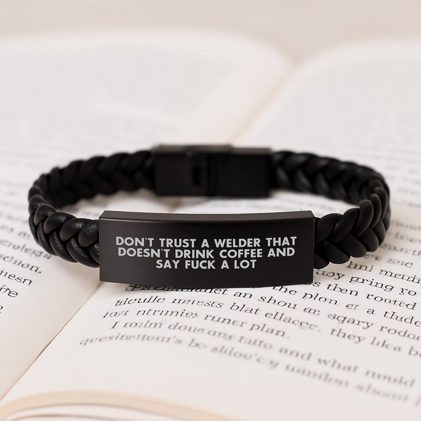 Funny Welder Gifts for Men from Friends, Interlaced Leather Bracelet with Engraved Stainless Steel, Perfect Graduation Unique Gifts for Welder - Image 3