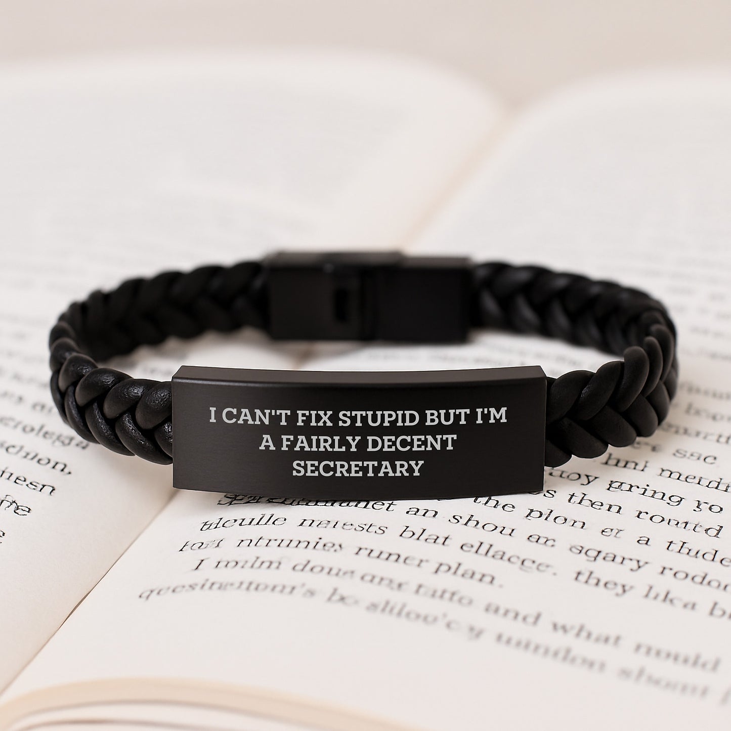 Funny Secretary Gifts from Men to Friends - I Can't Fix Stupid But I'm A Fairly Decent Secretary Interlaced Leather Bracelet for Graduation Unique Gifts - Image 3