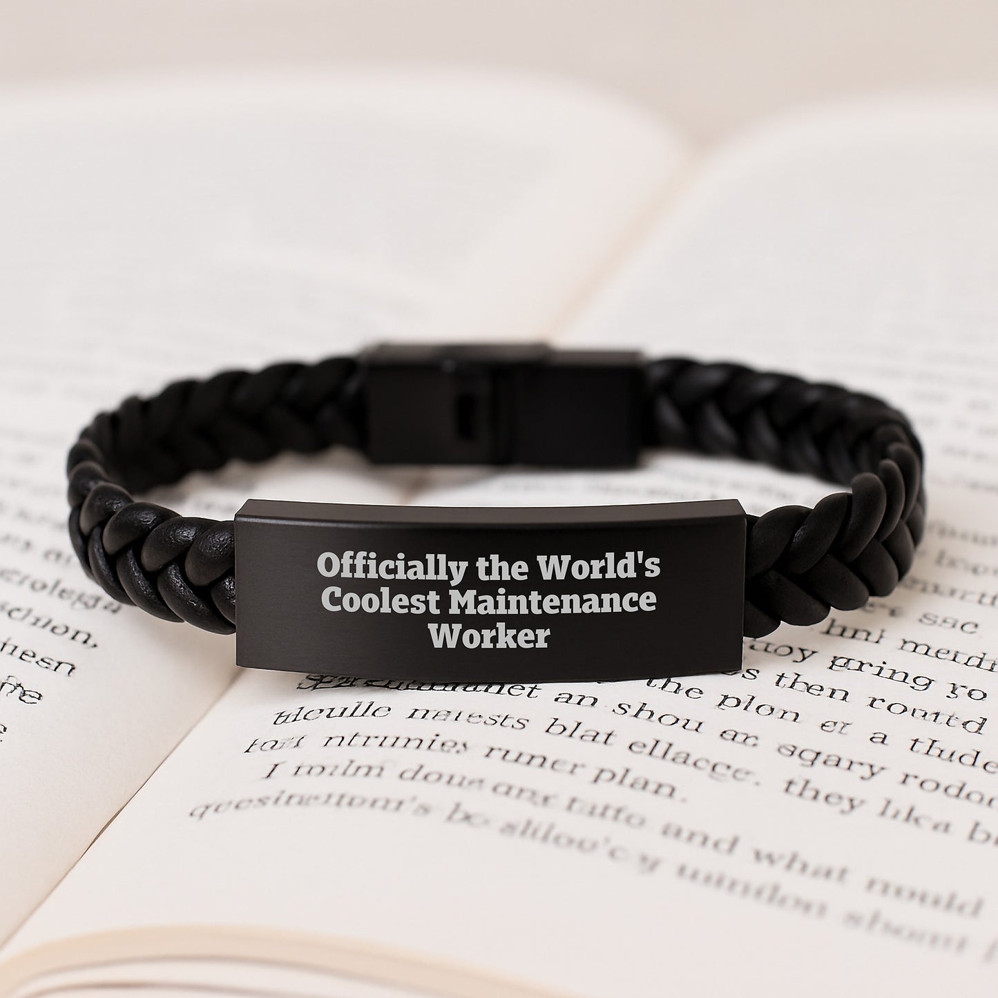 Funny Maintenance Worker Gifts from Men to Maintenance Worker - Officially The World's Coolest Maintenance Worker Interlaced Leather Bracelet, Graduation Unique Gifts for Men - Image 3