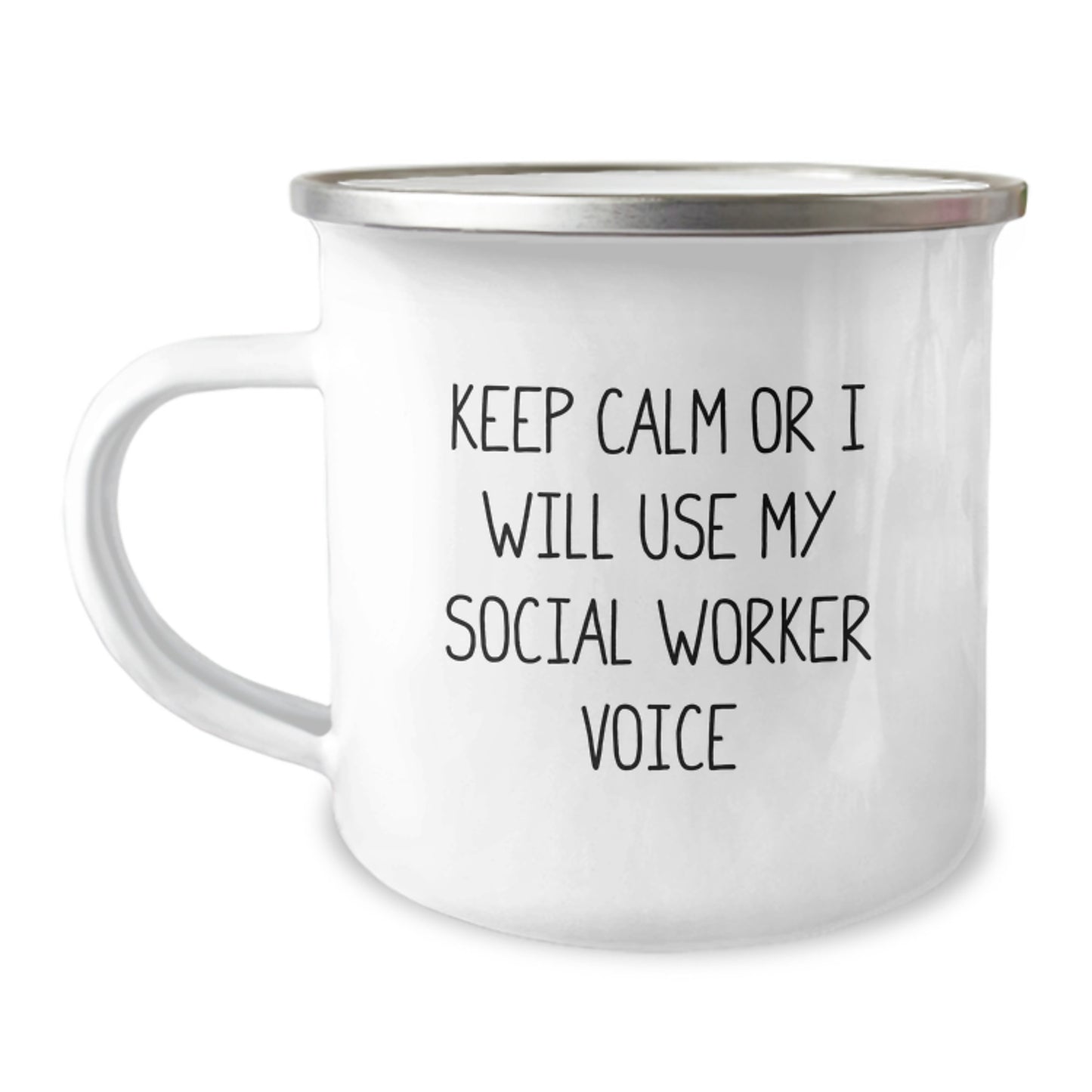 Social Worker Christmas Unique Gifts, Funny Camping Mug for Men, Unique Christmas Unique Gifts from Friends to Family - Keep Calm Or I Will Use My Social Worker Voice Mug - Image 1