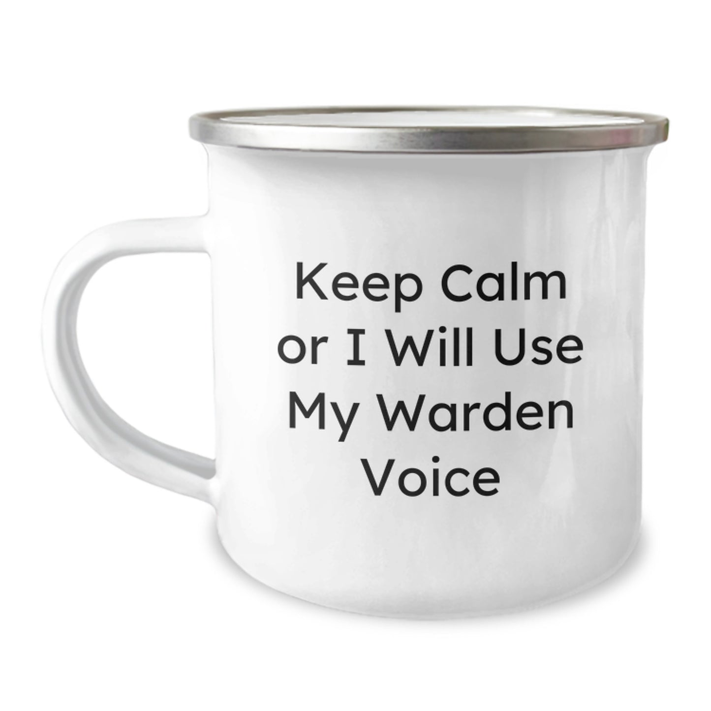 Warden Gifts for Graduation, Funny Camping Mug with 'Keep Calm Or I Will Use My Warden Voice' Quote, Gifts from Family, Friends, Coworkers - Unique Warden Mug for Men, Women, Warden Enthusiasts - Image 1