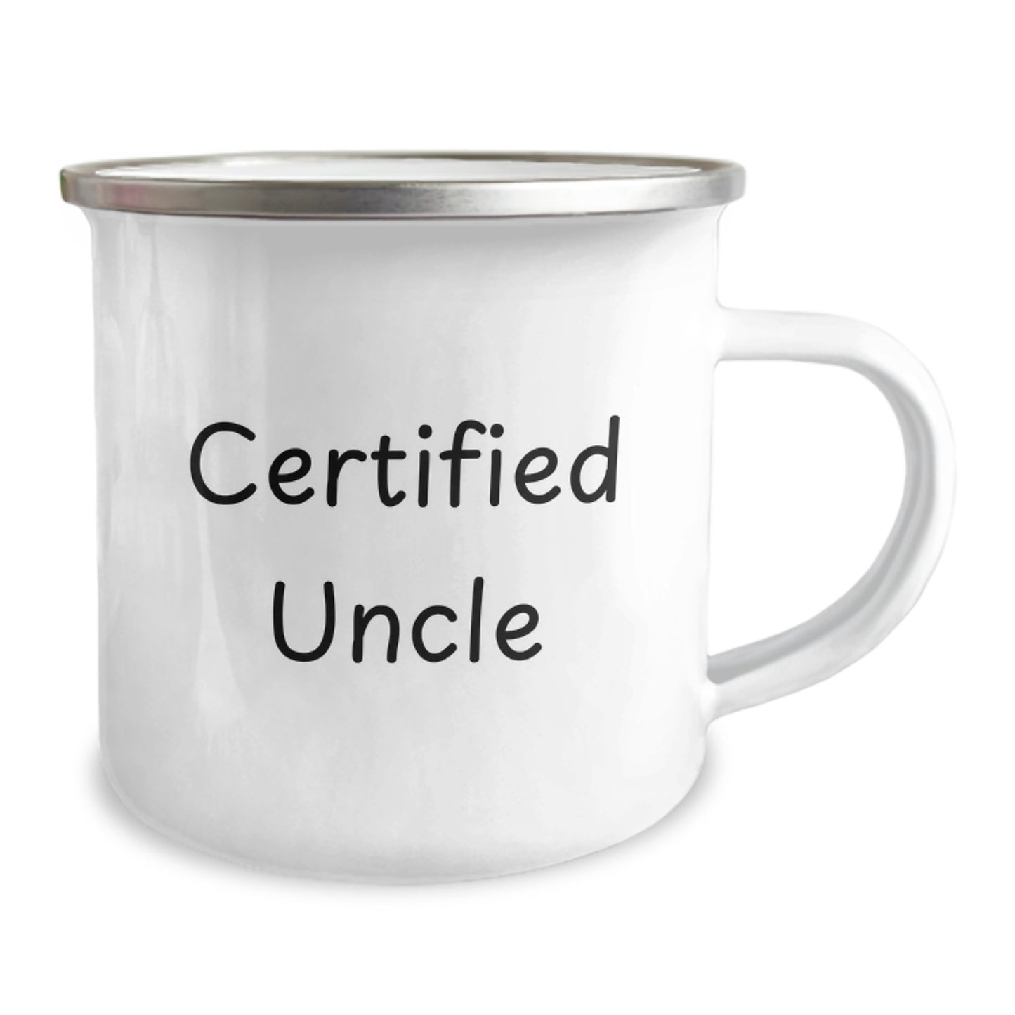 Funny Uncle Camping Mug, Gifts from Men, Unique Graduation Gifts for Uncle, 'Certified Uncle' Quote, 12 oz Stainless Steel Enamel Finish - Image 2