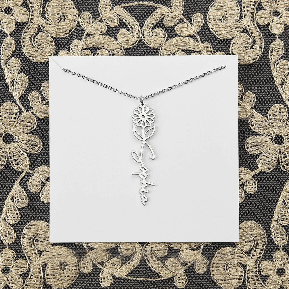 Personalized Name and Birth Flower Necklace