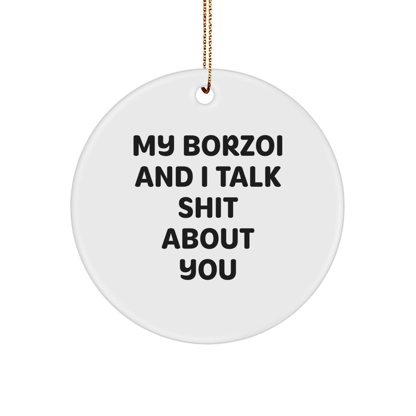 Funny Borzoi Dog Christmas Unique Gifts for Men from Friends, Cute Circle Ornament - Image 1