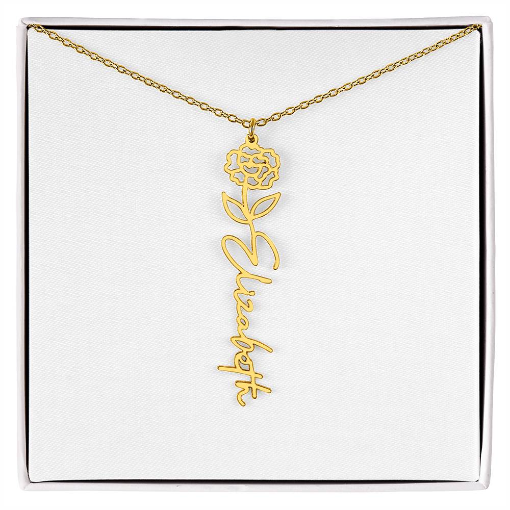 Personalized Name and Birth Flower Necklace