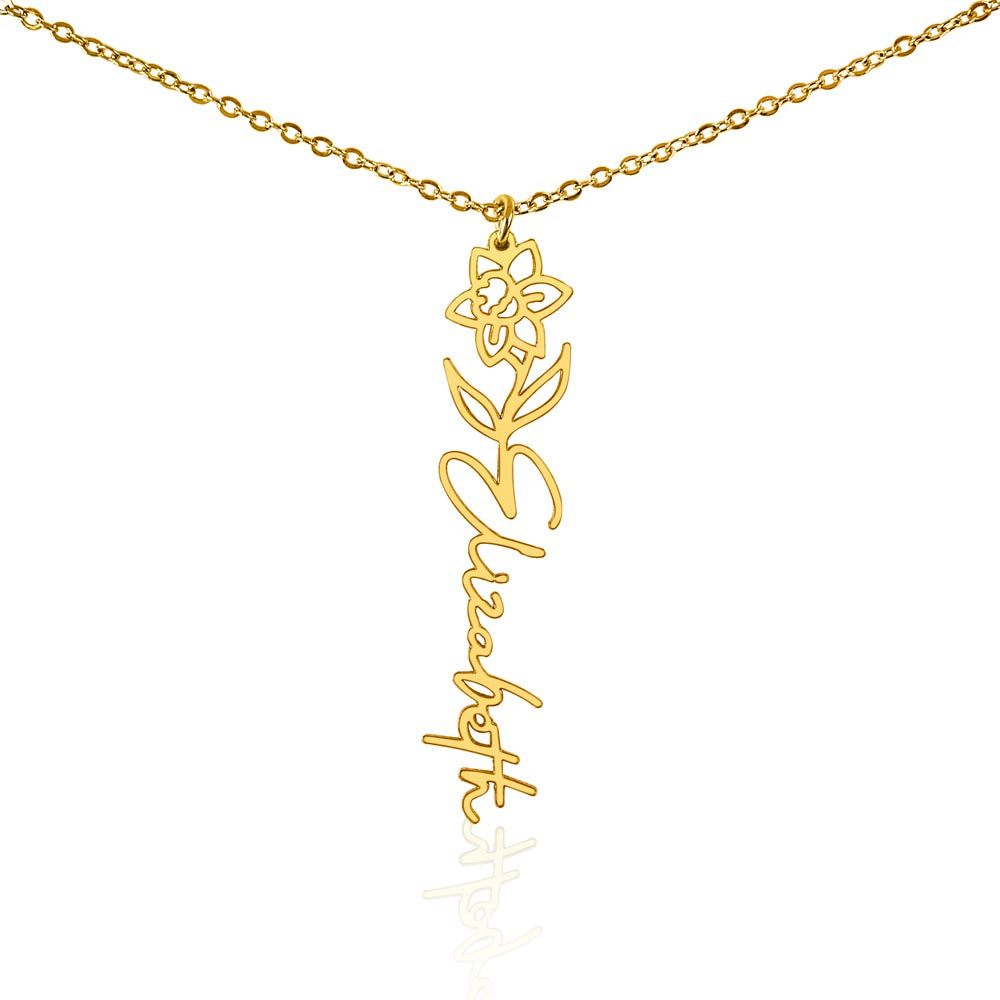 Personalized Name and Birth Flower Necklace