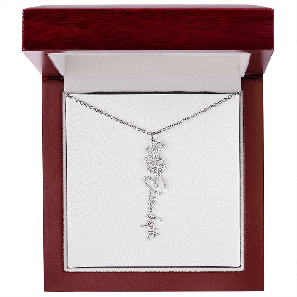 Personalized Name and Birth Flower Necklace