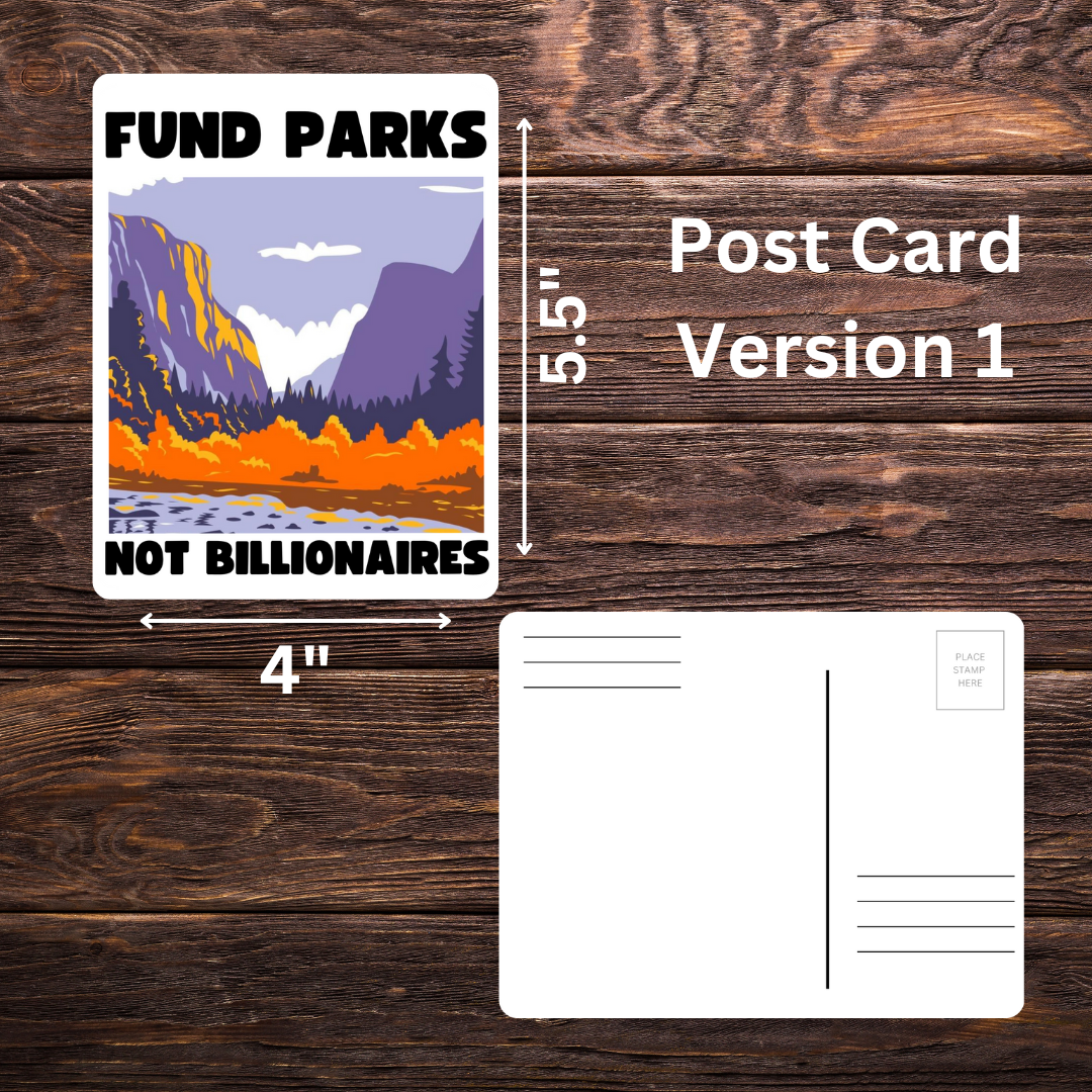 Fund Parks Not Billionaires Sticker & Postcard Set