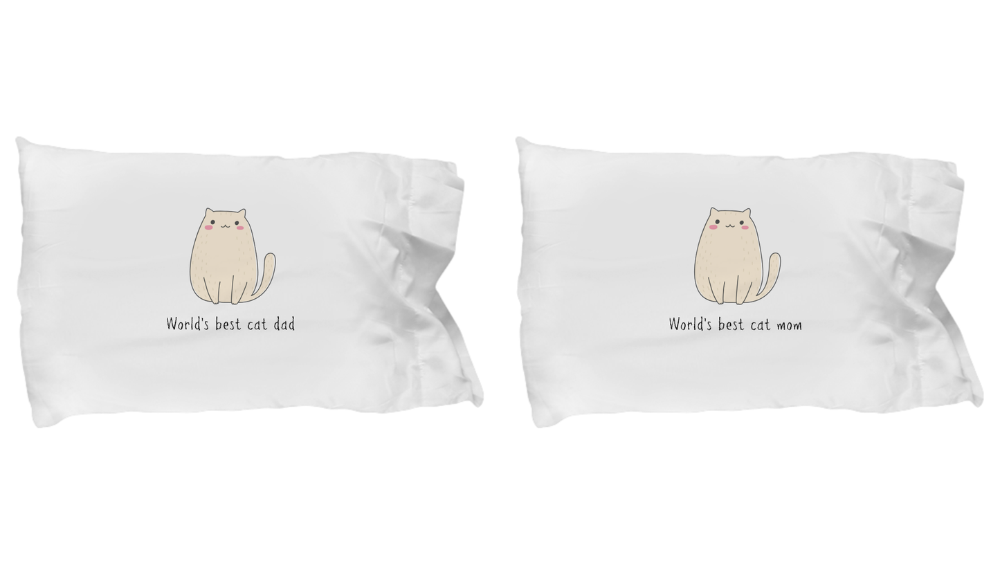 World's Best Cat Mom and Dad Pillowcase Set