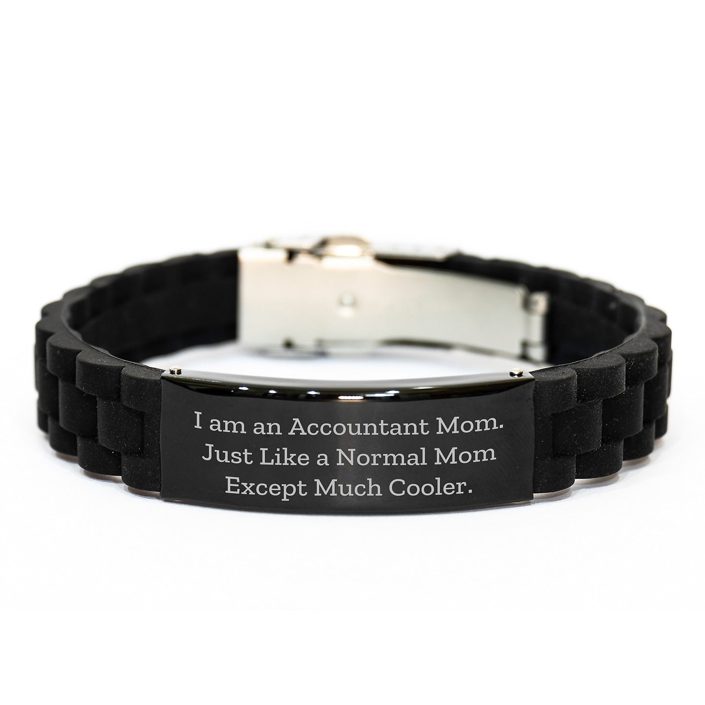 Funny Accountant Gifts from Mom - Glide lock Clasp Black Stainless Steel and Silicone Adjustable Graduation Unique Gifts for Accountant Mom by Friends and Family - Image 1