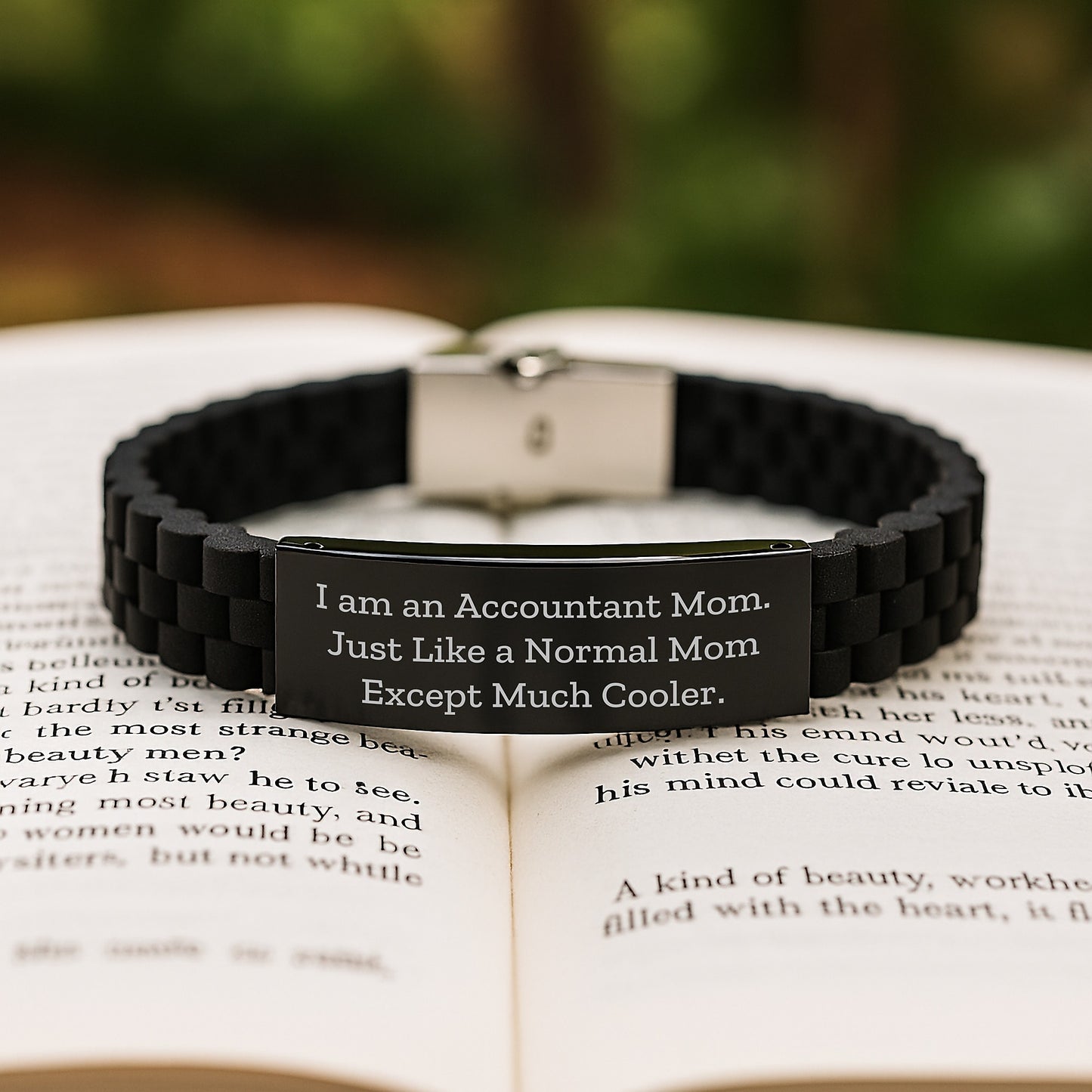 Funny Accountant Gifts from Mom - Glide lock Clasp Black Stainless Steel and Silicone Adjustable Graduation Unique Gifts for Accountant Mom by Friends and Family - Image 2