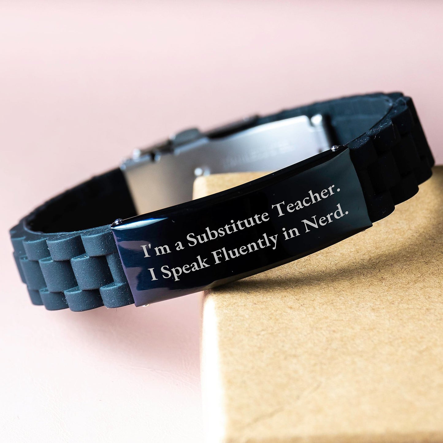 Funny Substitute Teacher Gifts from Friends - Glide lock Clasp Bracelet for Men and Women - Graduation Unique Gifts for Substitute Teacher - Image 3