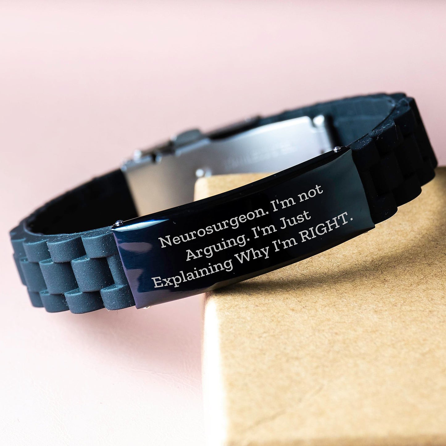Funny Neurosurgeon Gifts from Friends, Inspirational Glide lock Clasp Bracelet for Graduation, 'I'm Not Arguing. I'm Just Explaining Why I'm Right.' - Image 3