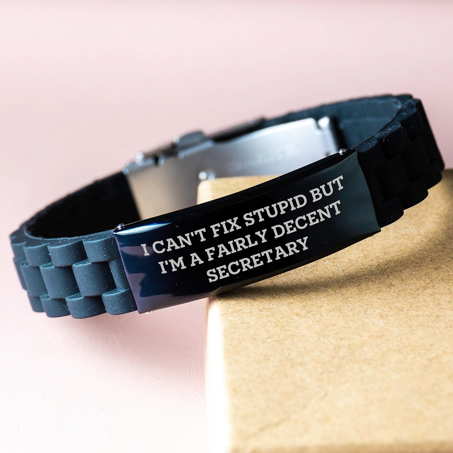 Secretary Humor Gifts from Friends, Funny Quote Glide lock Clasp Black Steel Adjustable Secretary Gift for Men, Women, Coworkers, Family - Inspirational Graduation Unique Gifts - Image 3
