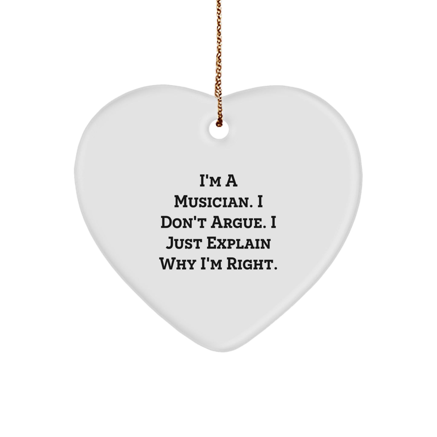 Funny Musician Heart Ornament, Gifts for a Musician Friend, Christmas Unique Gifts from Men - Image 1