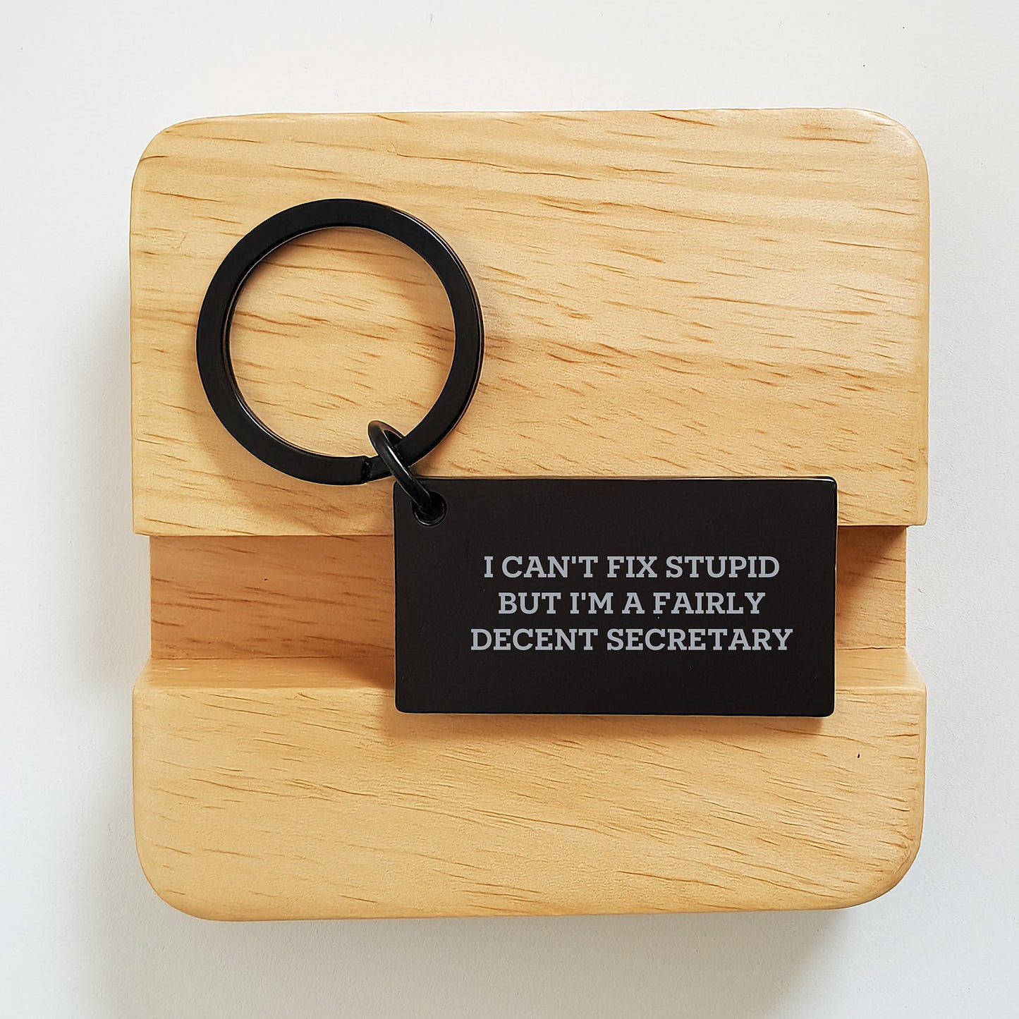 Funny Secretary Keychain Gifts from Friends, Perfect for Graduation, I Can't Fix Stupid But I'm A Fairly Decent Secretary, Black Stainless Steel - Image 2