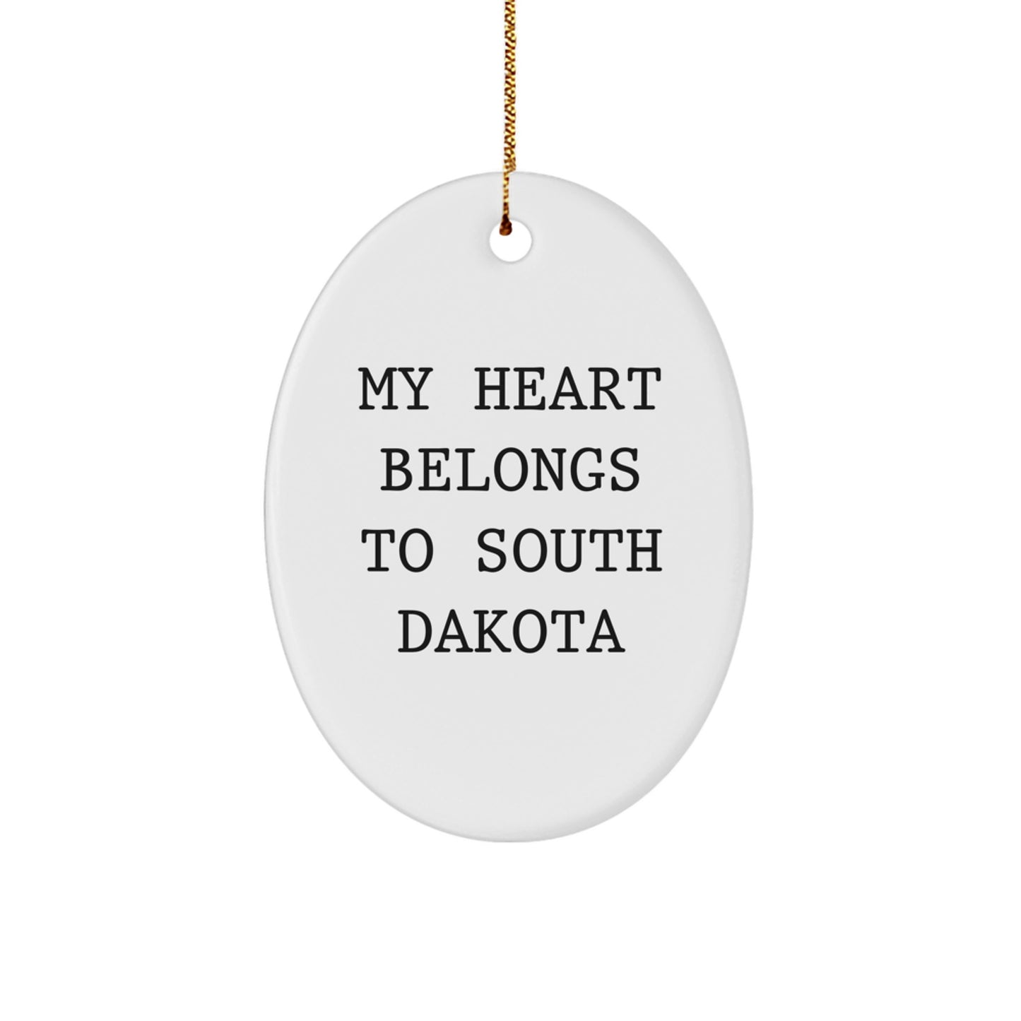 South Dakota Oval Ornament, My Heart Belongs To South Dakota, Christmas Unique Gifts from Friends to Family, Oval Ornament Gifts for South Dakota Lovers, Unique Gifts from the Heart - Image 1