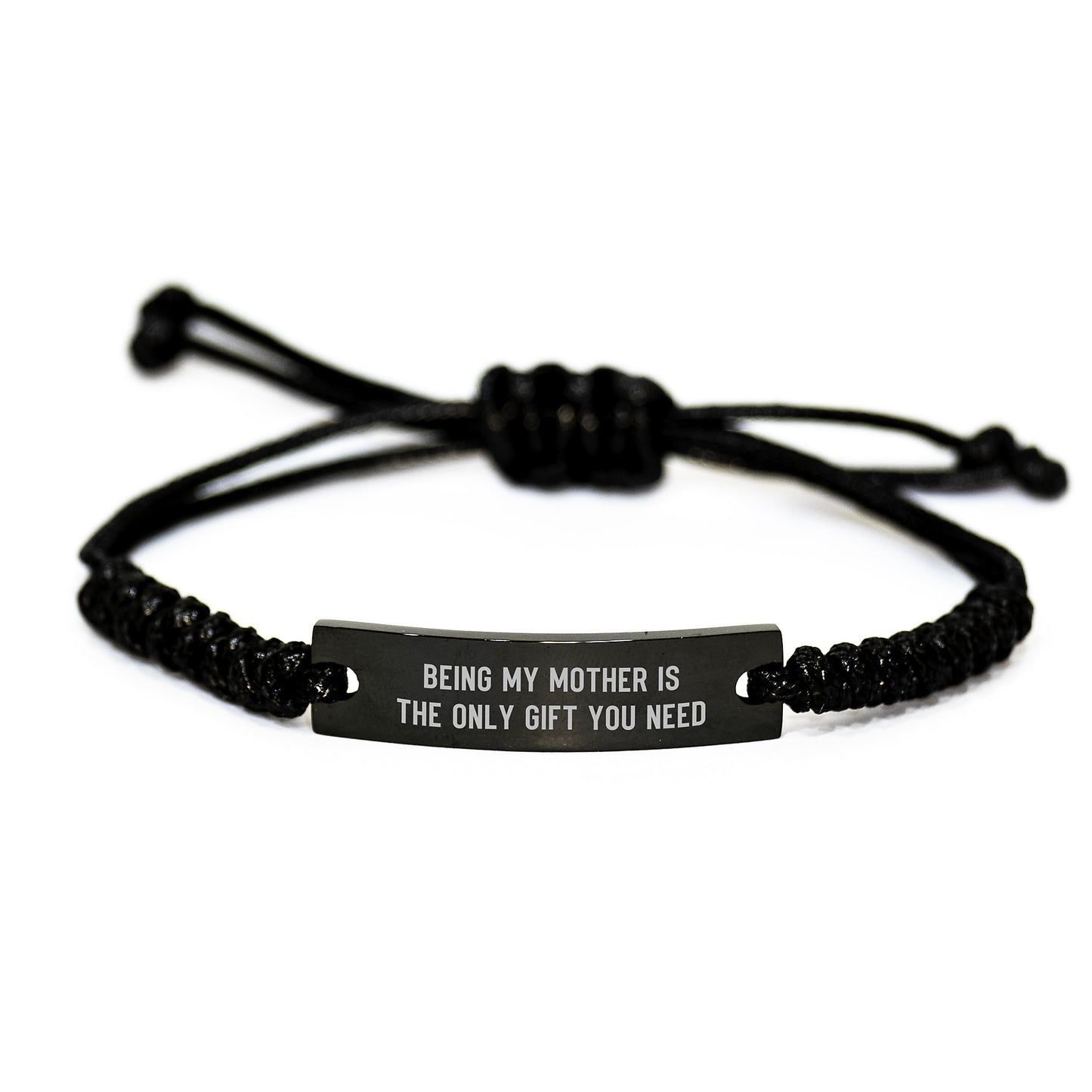 Mother's Gift from Daughter - Funny Quote Rope Bracelet for Graduation - Adjustable 3.34-9.84 inches Black Rope with Stainless Steel Engraving, Gifts from Daughter to Mother - Image 1