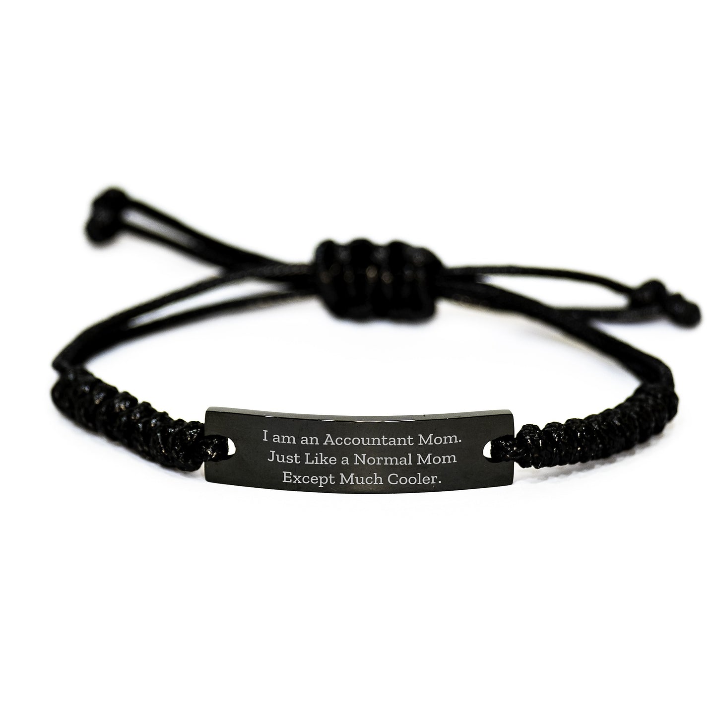 Accountant Gifts from Mom - Cool Rope Bracelet for Accountant Mom, Funny Quote, Adjustable Black Stainless Steel, Graduation Unique Gifts - Image 1