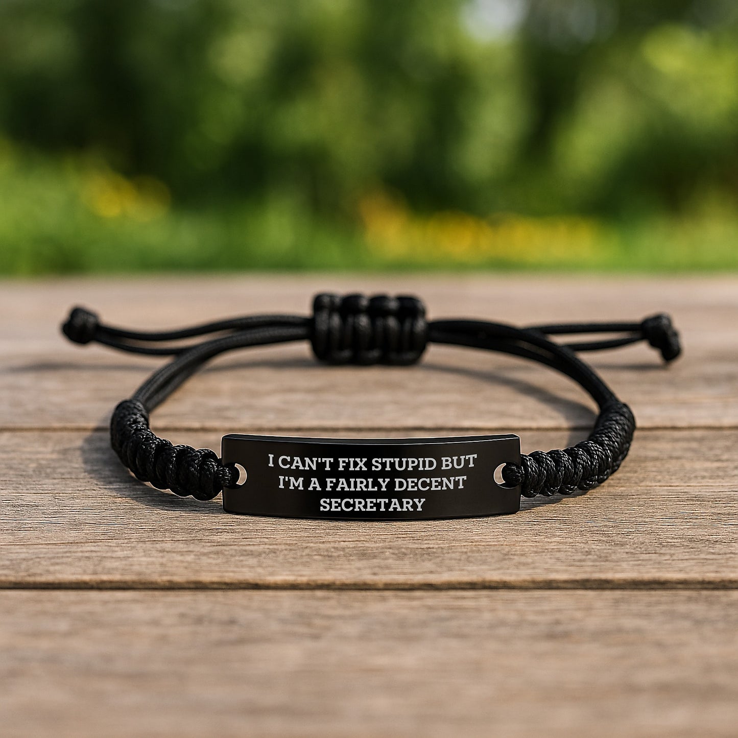 Funny Secretary Gifts from Men to Graduation Secretary, 'I Can't Fix Stupid But I'm A Fairly Decent Secretary' Rope Bracelet for Women, Friends, Coworkers, or Family - Image 2