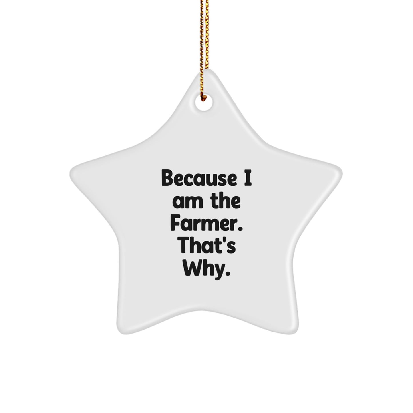 Farmer Gifts from Friends - Because I Am The Farmer. That's Why. - Star Ornament for Christmas - Image 1