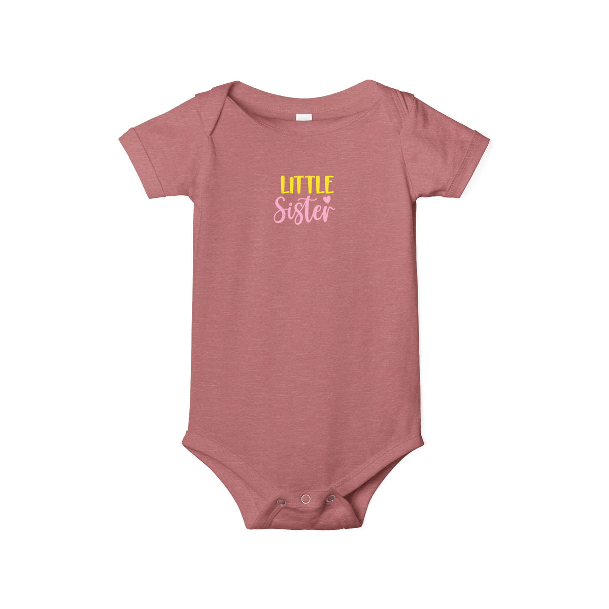 Little Sister Infant One-Piece Bodysuit – Pink & Yellow Baby Gift