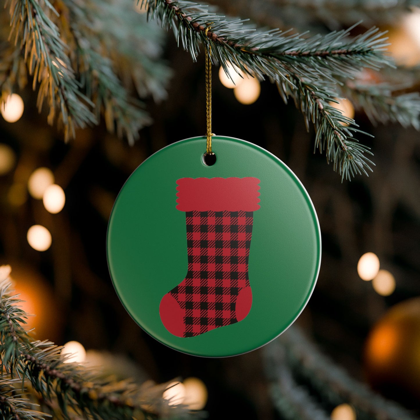 Red Flannel Christmas Stocking Ornament