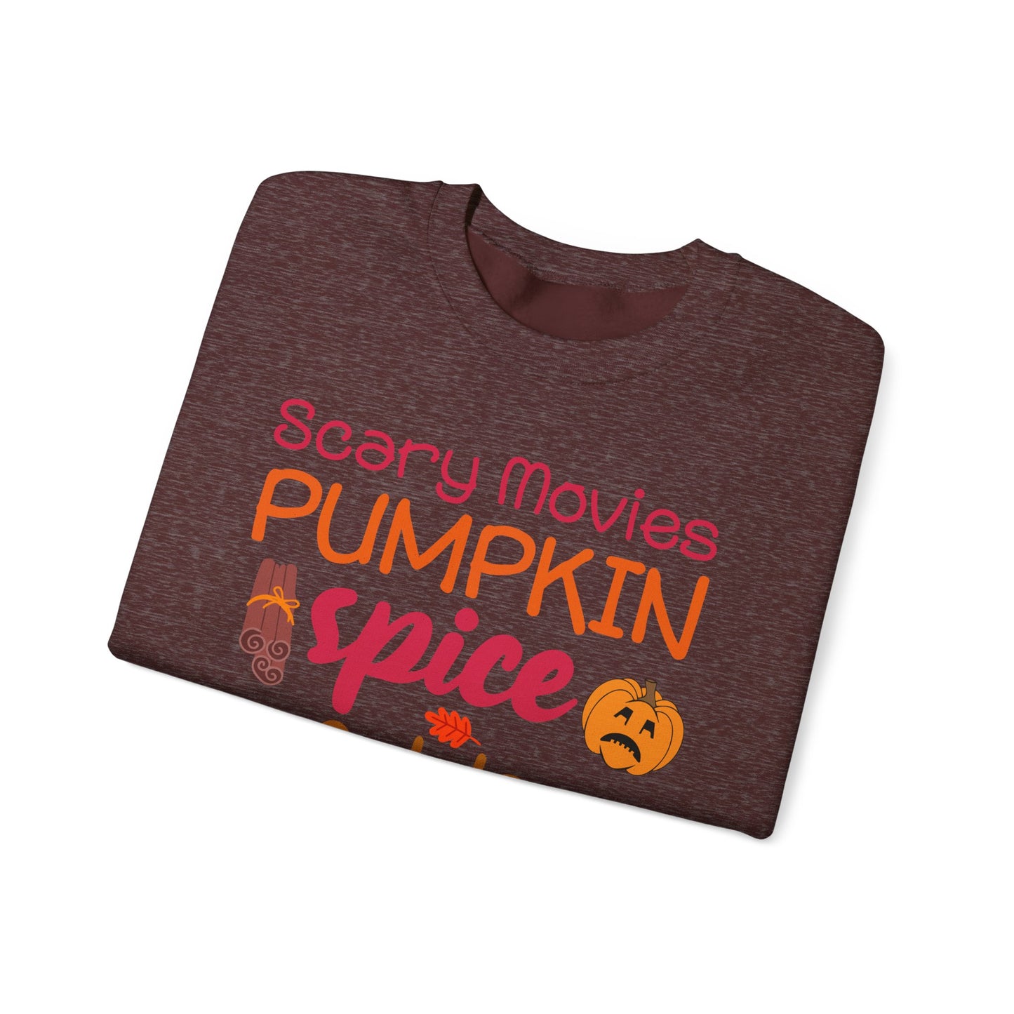 Fall Vibes Sweatshirt — "Scary Movies Pumpkin Spice Flannels Murders" Cozy Crewneck
