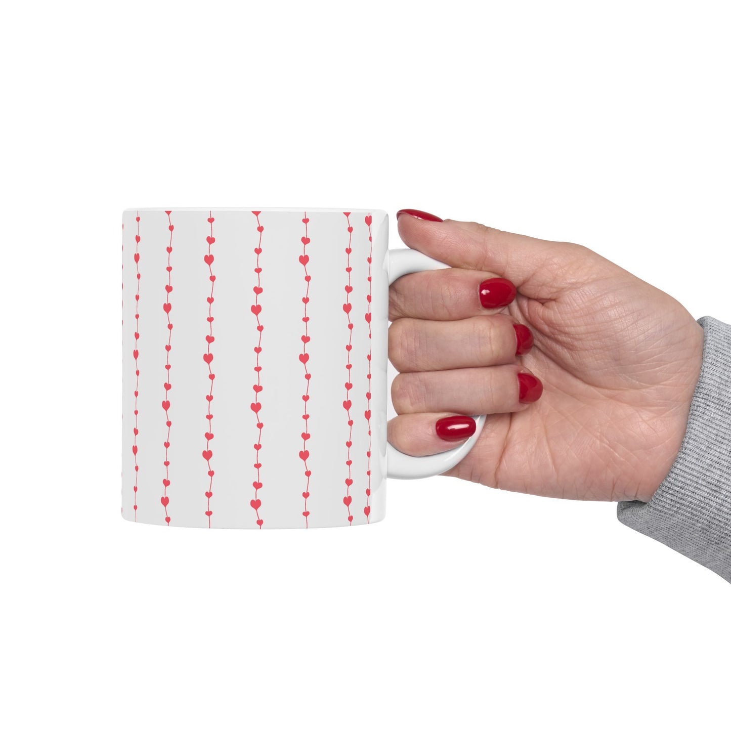 Pink Heart Garland Ceramic Mug — Romantic Valentine’s Coffee Cup (11oz, 15oz)