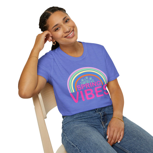 Spring Vibes T-Shirt — Pastel Rainbow Graphic Tee