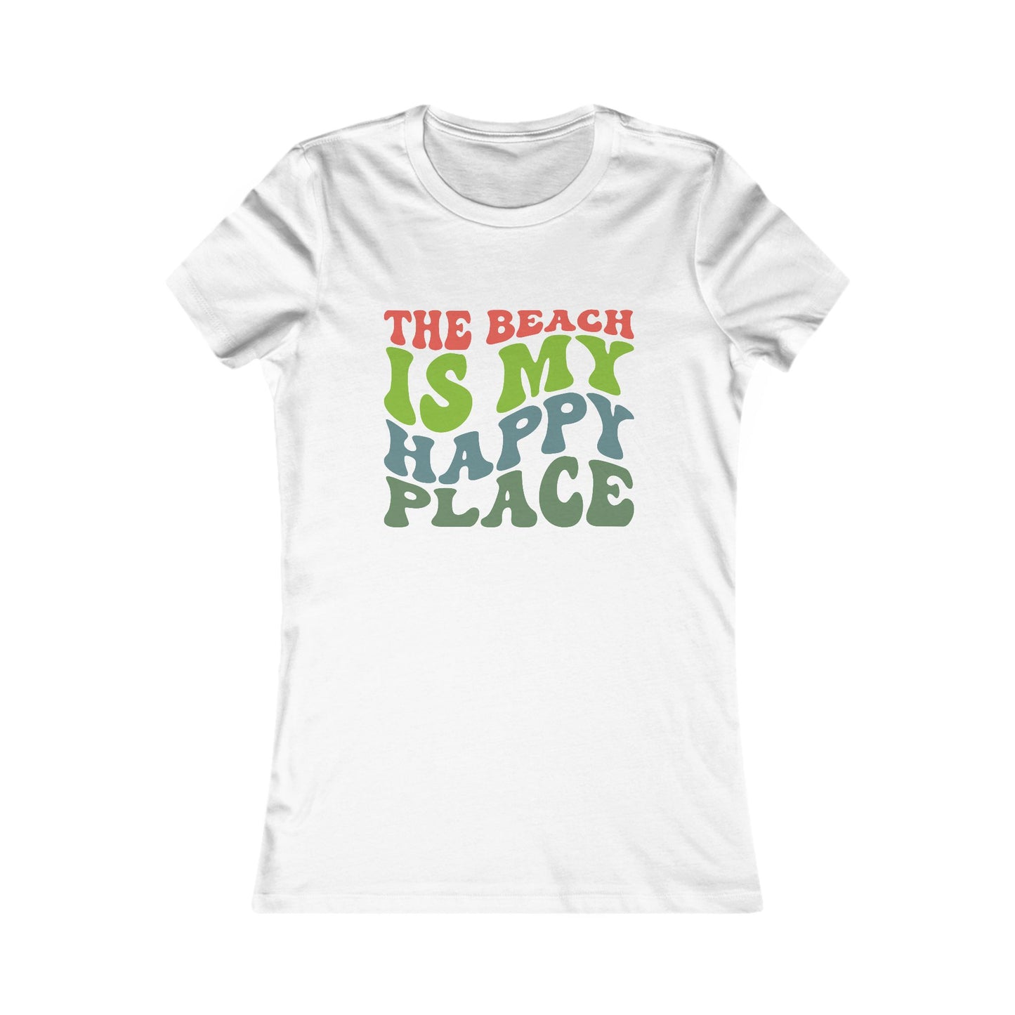 Women's Tee — "The Beach Is My Happy Place" Retro Graphic