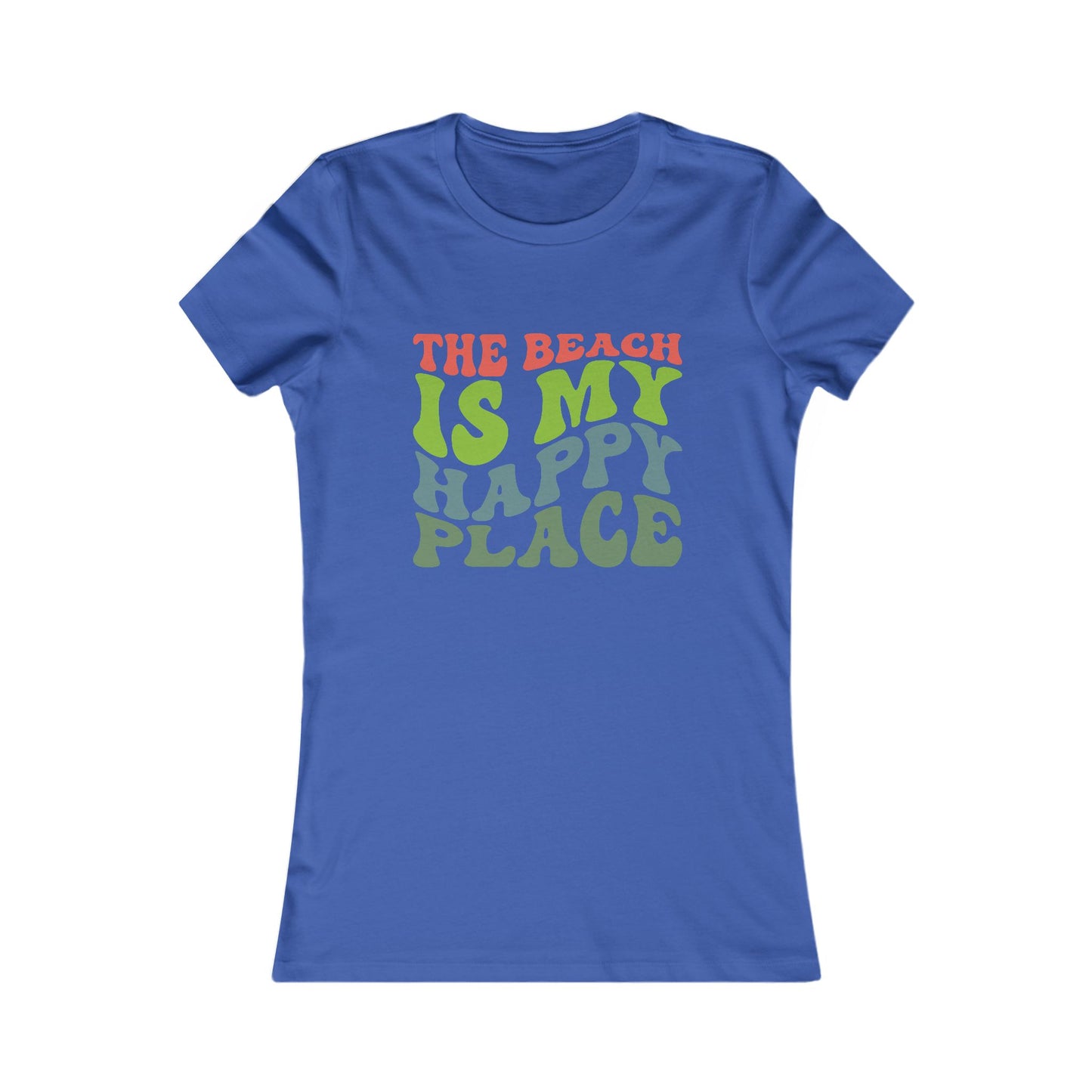 Women's Tee — "The Beach Is My Happy Place" Retro Graphic