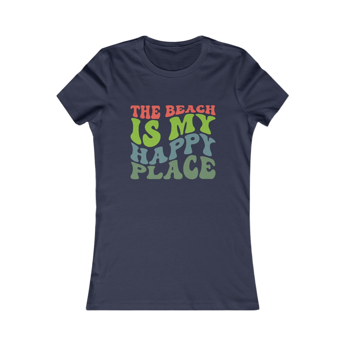 Women's Tee — "The Beach Is My Happy Place" Retro Graphic