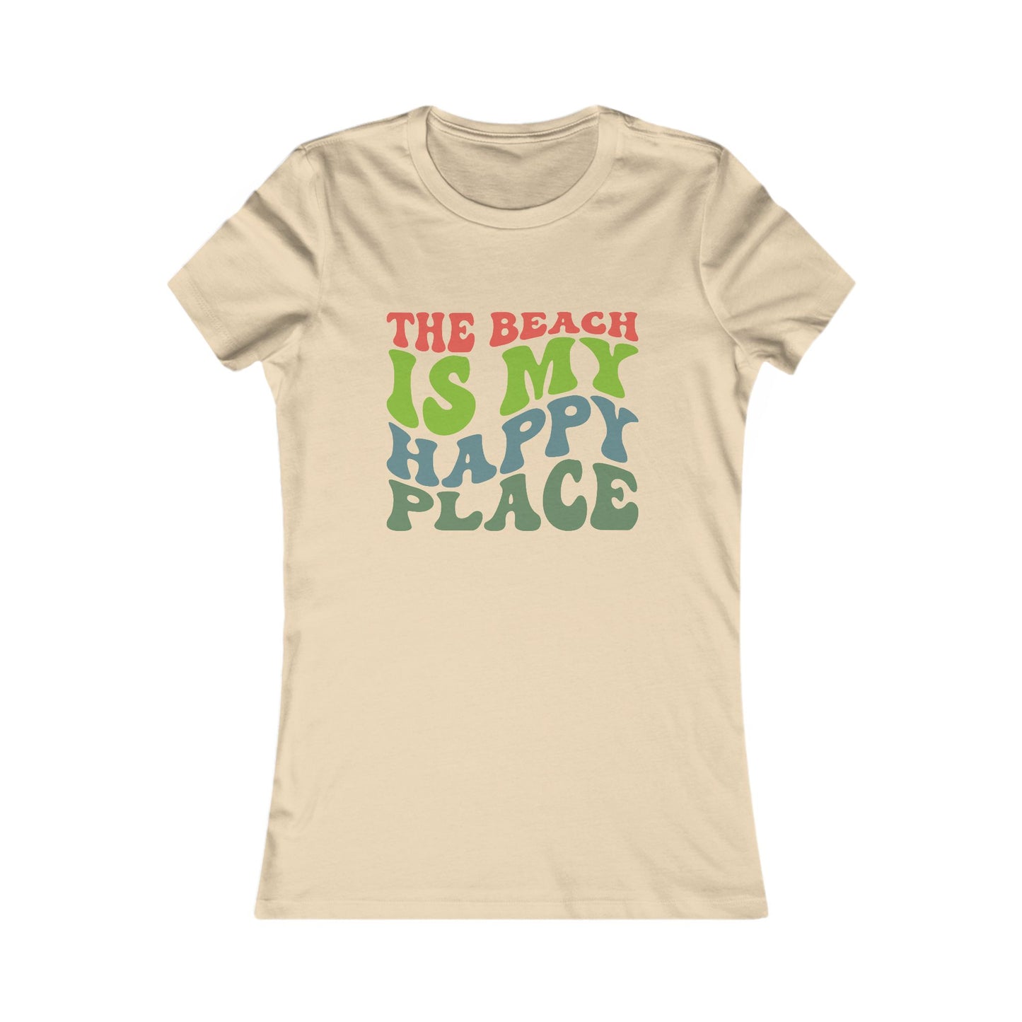 Women's Tee — "The Beach Is My Happy Place" Retro Graphic