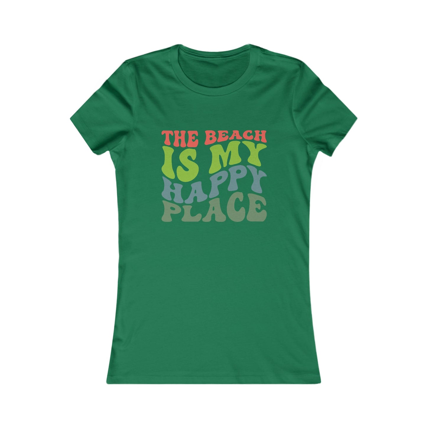 Women's Tee — "The Beach Is My Happy Place" Retro Graphic