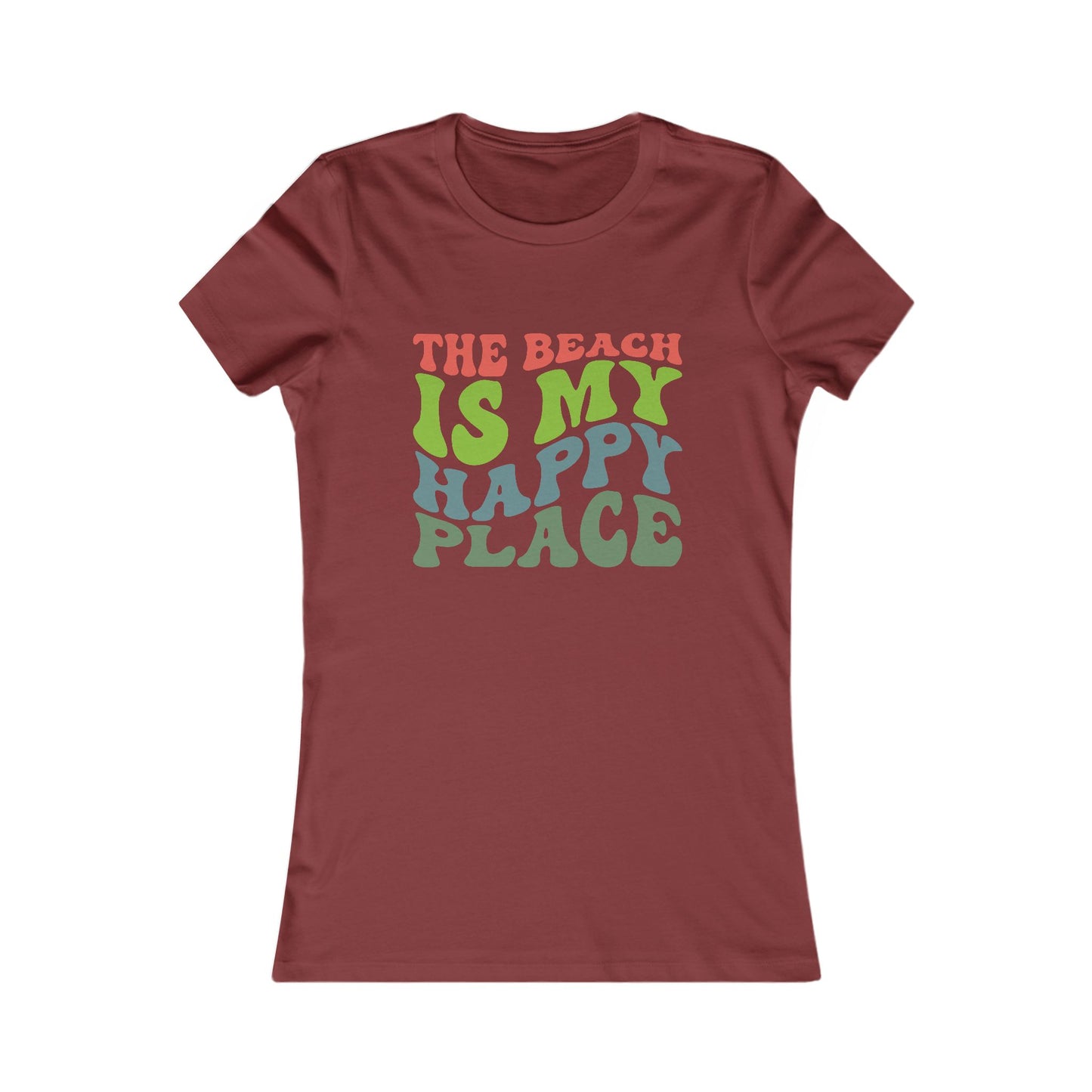 Women's Tee — "The Beach Is My Happy Place" Retro Graphic